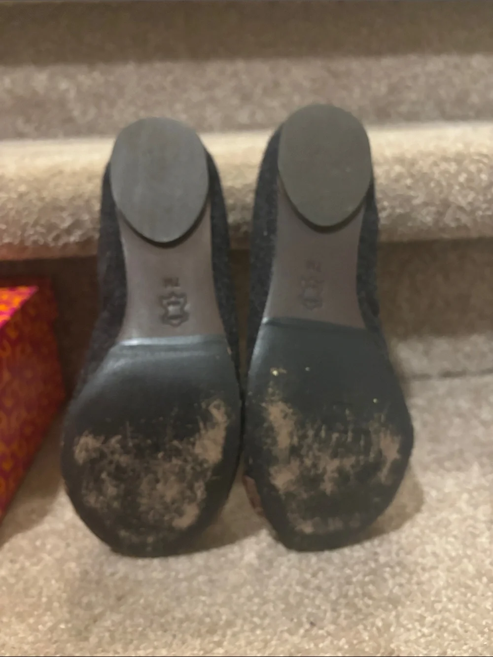 Tory Burch Brown Leather and Black Fabric Heel Pumps with Gold Logo